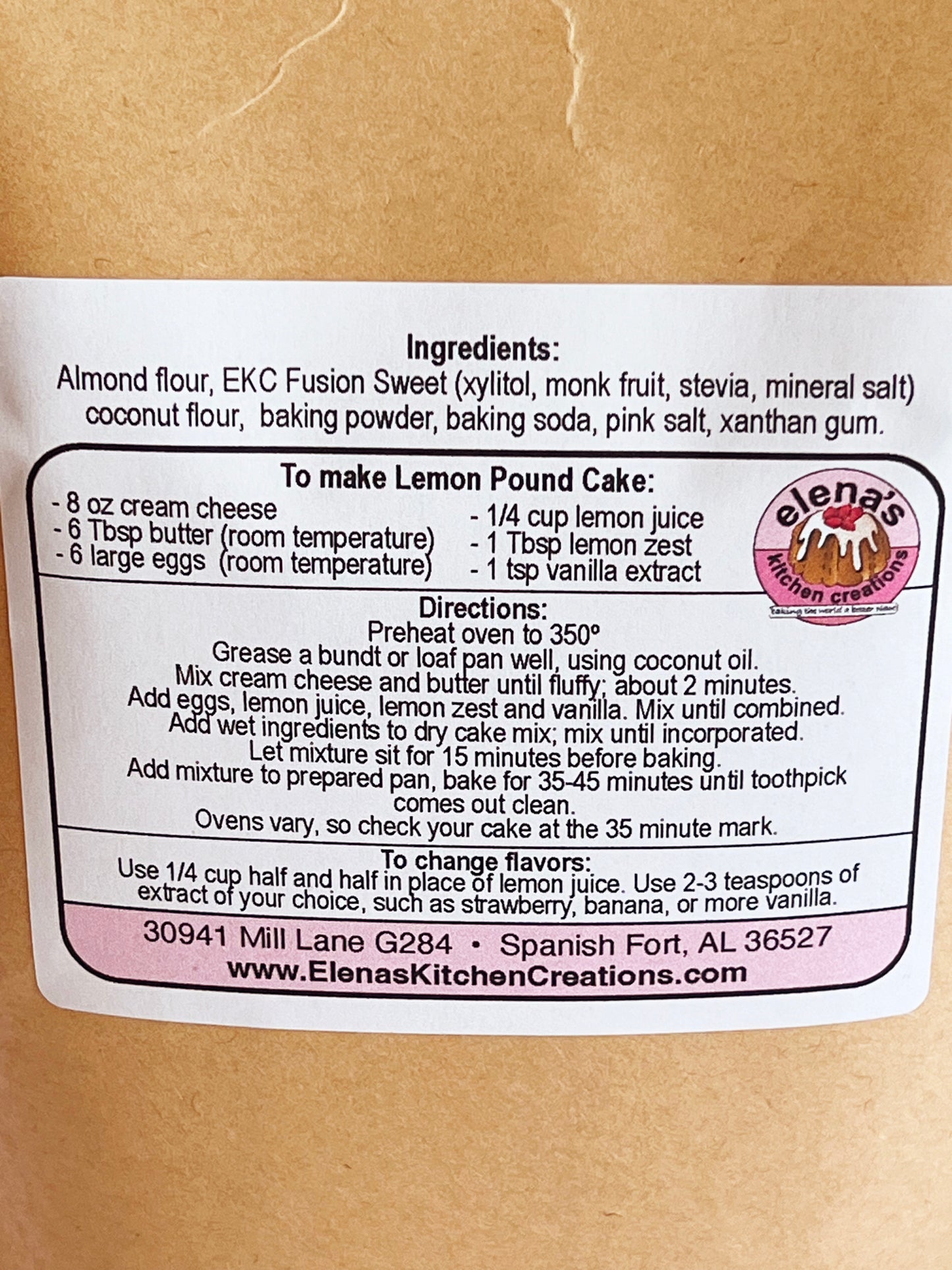 SUGAR- FREE Pound Cake Mix